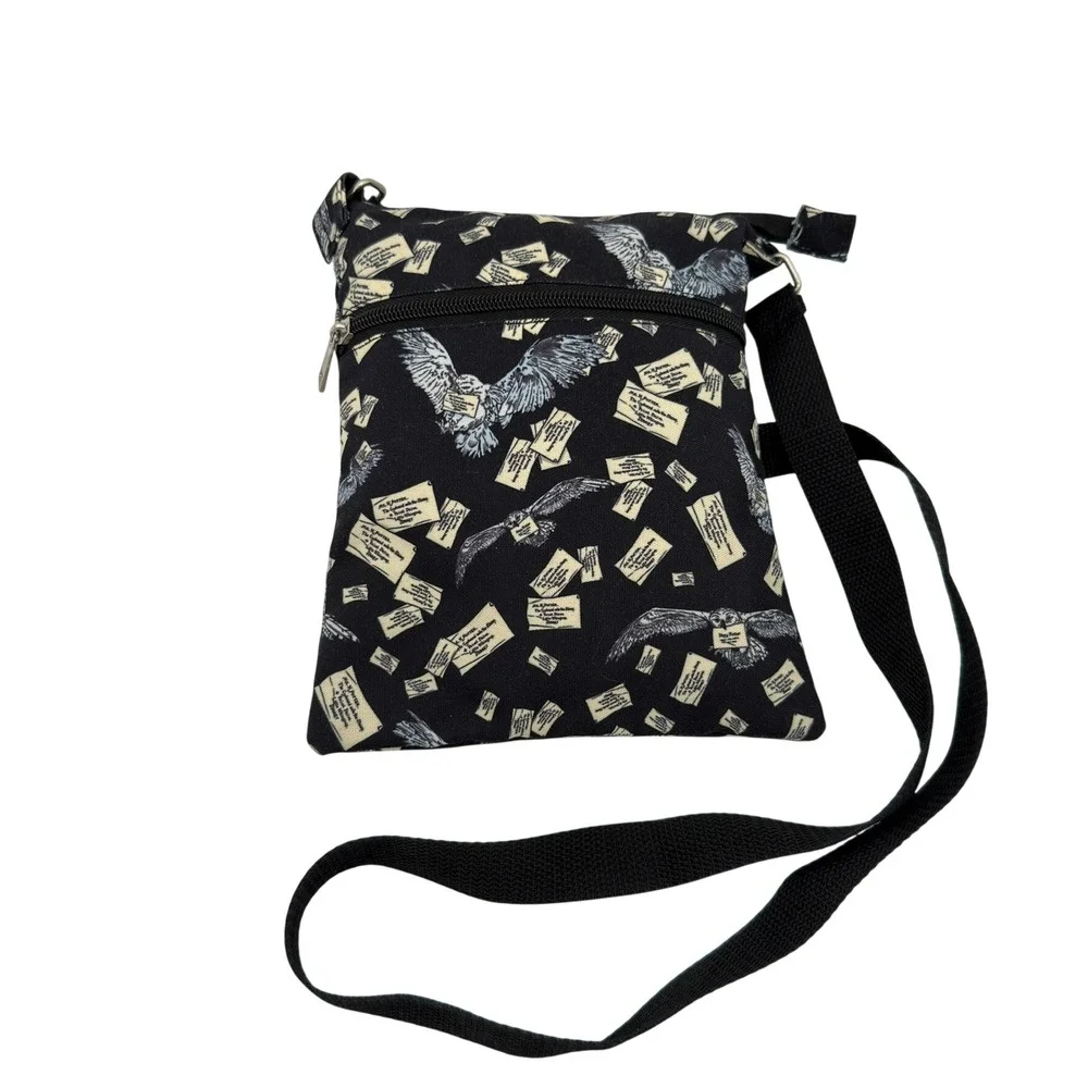 Harry Potter Crossbody Bag Owl Letter Print Mini Messenger Black